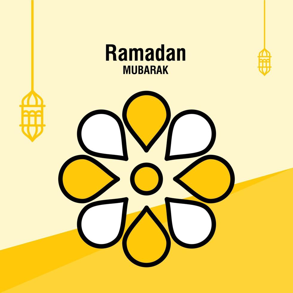Ramadan kareem greeting template islamic crescent and arabic lantern vector illustration