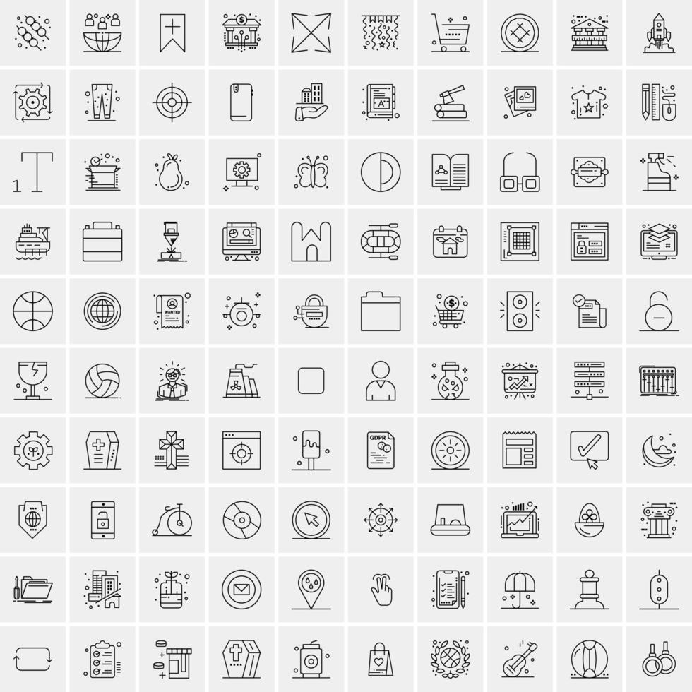 conjunto de 100 iconos de línea de negocios creativos vector