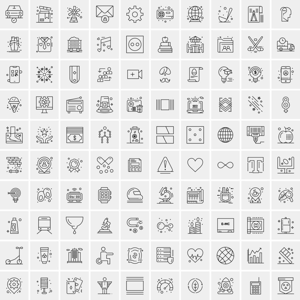 conjunto de 100 iconos de línea de negocios creativos vector