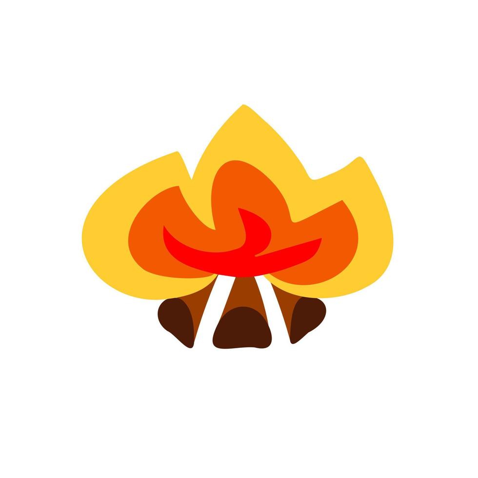 Wood-burning bonfire icon in a flat style vector