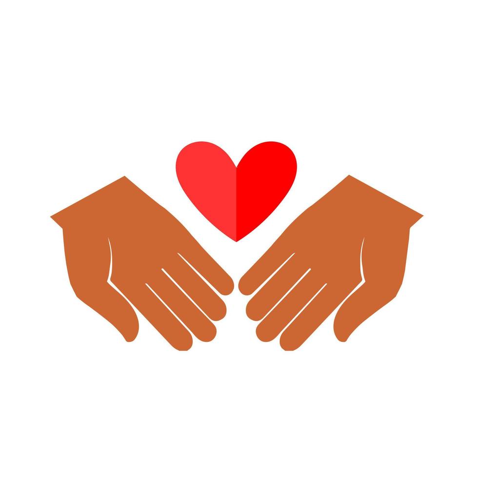 Hands hold the heart. Illustration in the flat style vector