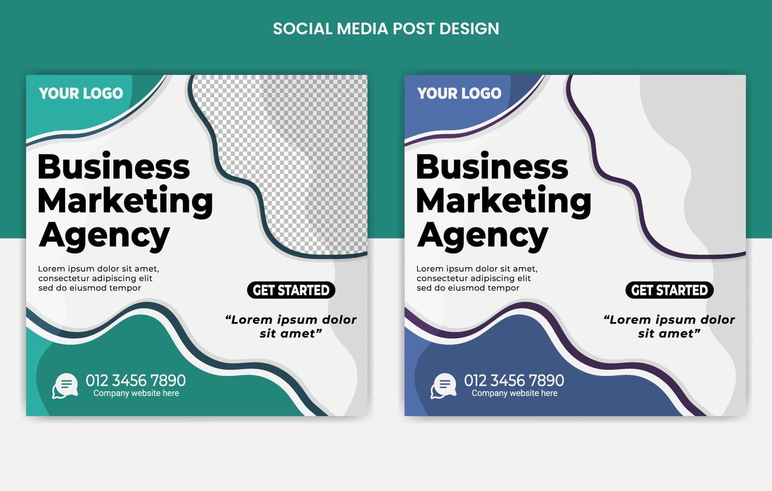 Business agency, digital marketing social media posts design, web banners color variation template, Set of Editable square banner template vector