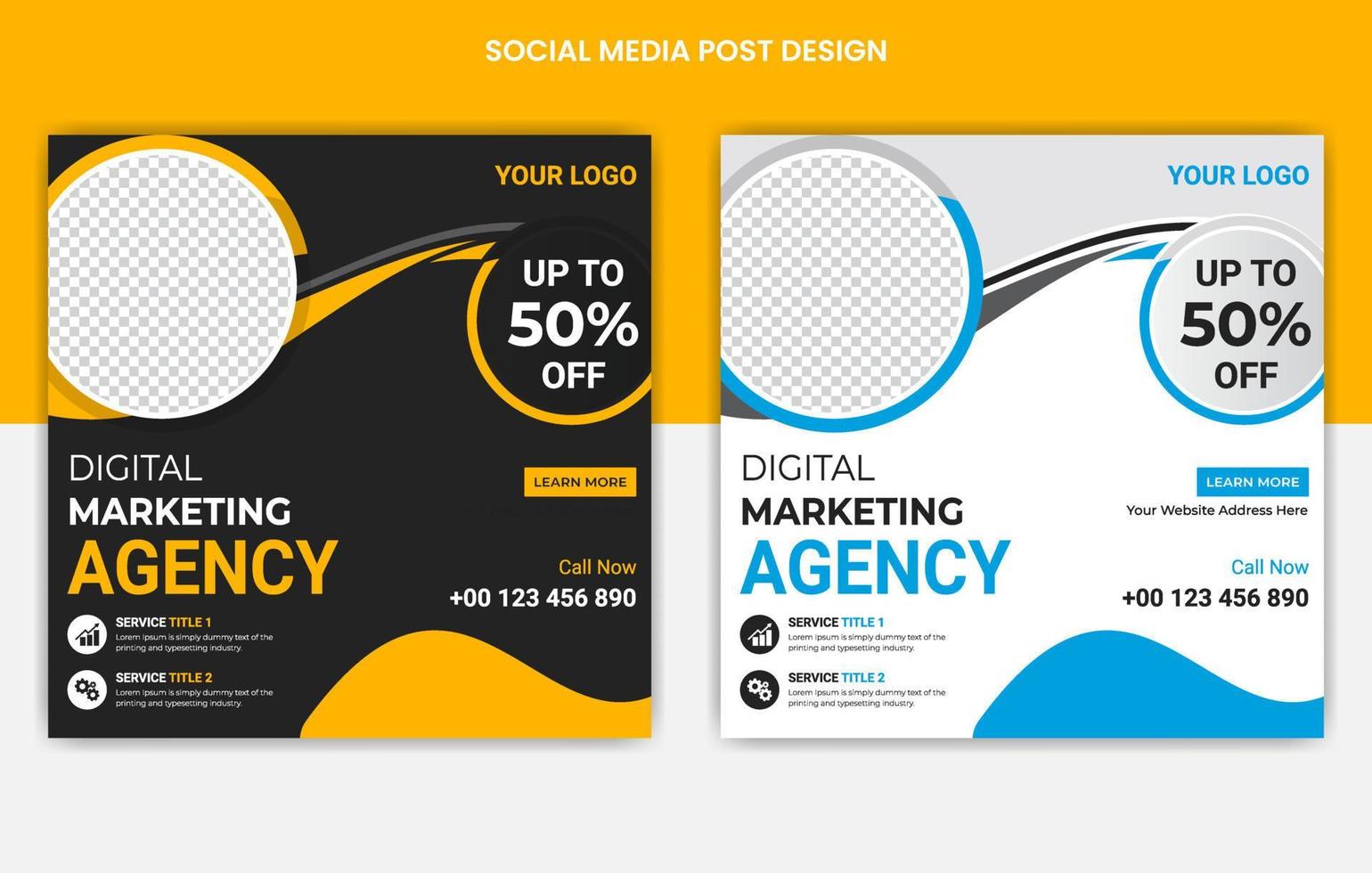 Business agency, digital marketing social media posts design, web banners color variation template, Set of Editable square banner template vector