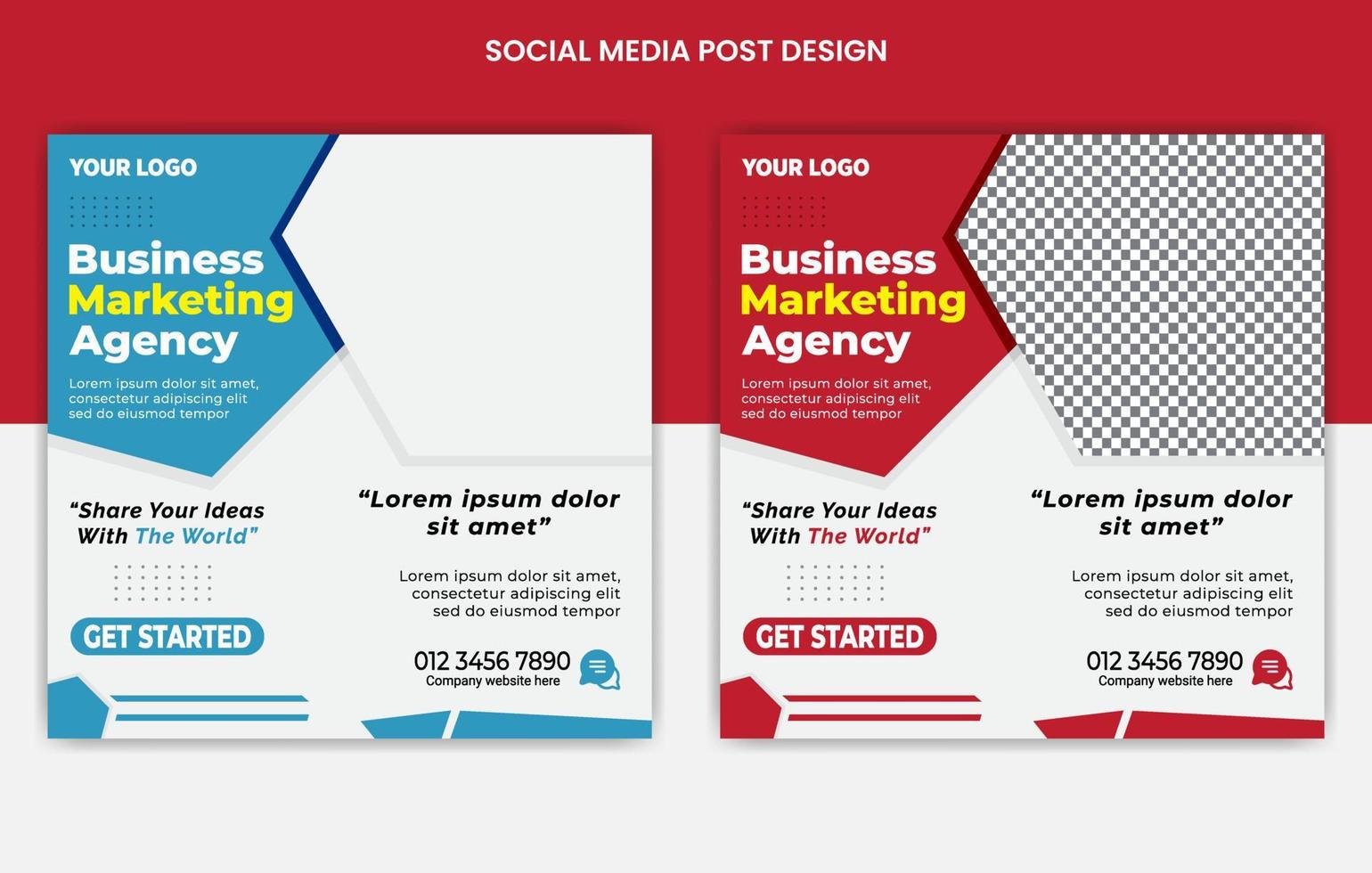 Business agency, digital marketing social media posts design, web banners color variation template, Set of Editable square banner template vector