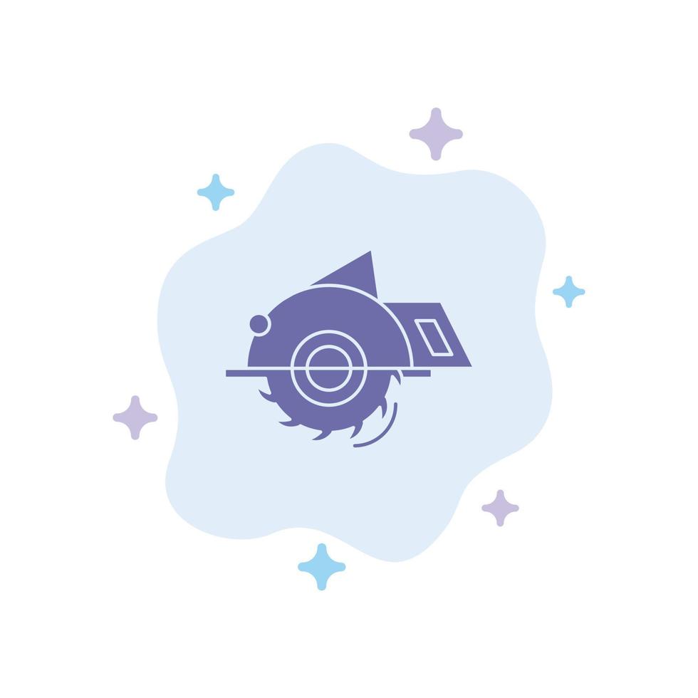 Saw Building Circular Saw Construction Repair Blue Icon on Abstract Cloud Background vector