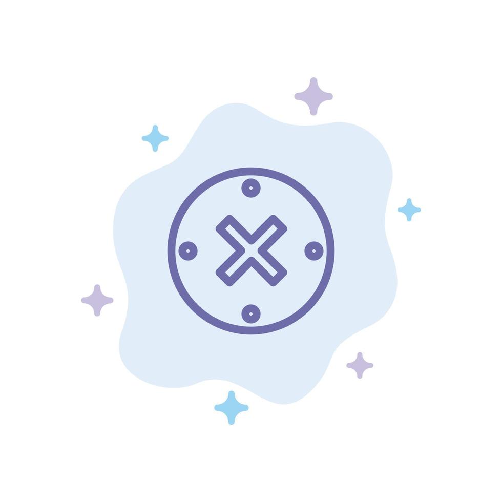 Close Cross Delete Cancel Blue Icon on Abstract Cloud Background vector