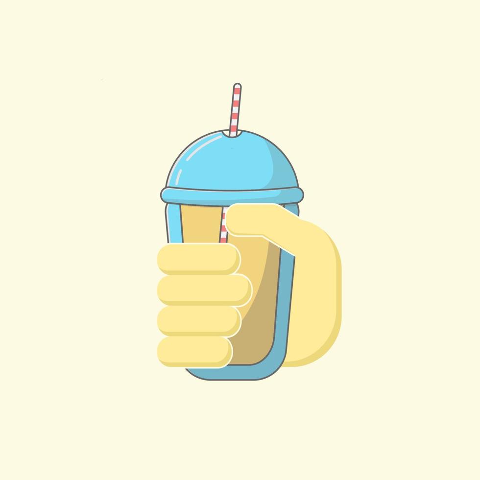 Frozen drink cup being held illustration. vector