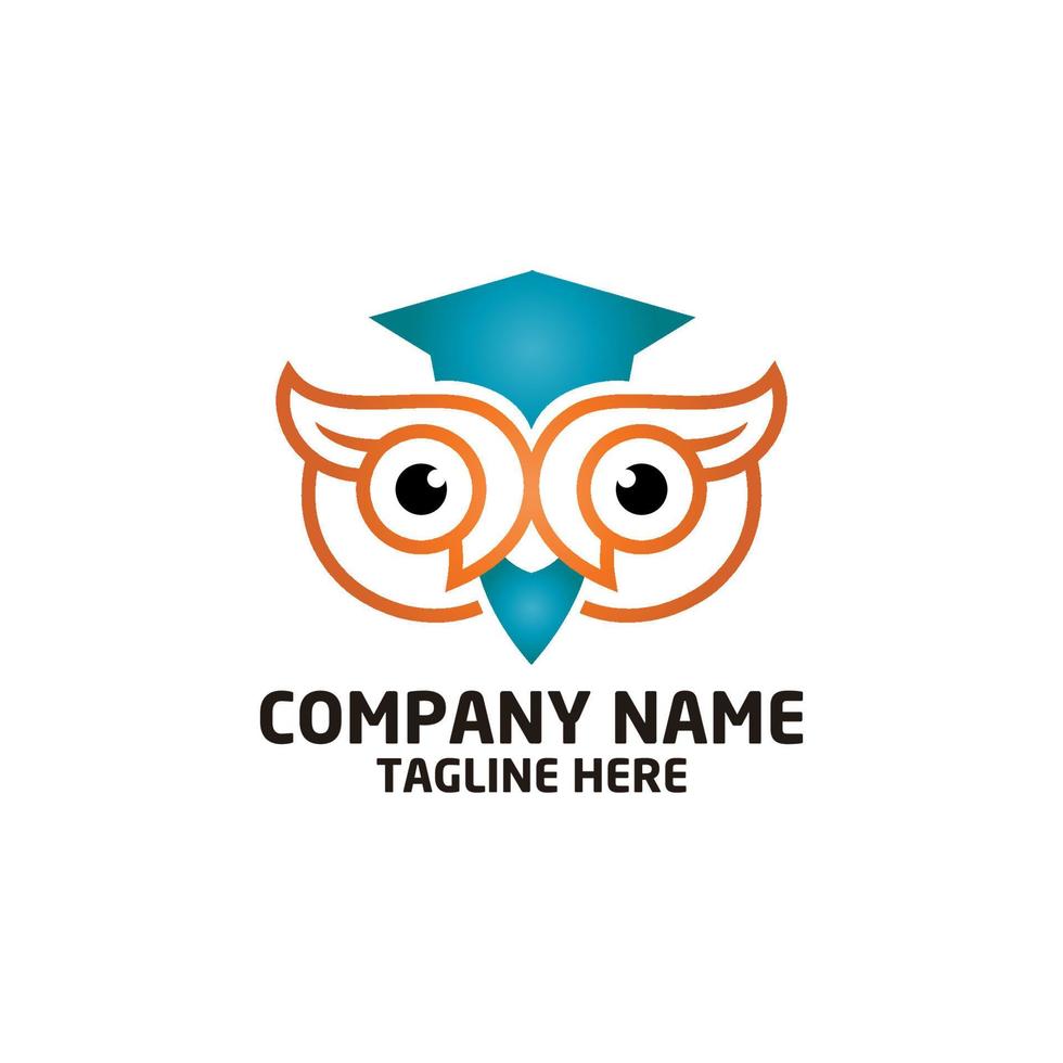 Owl bird logo. Bird head icon. Education symbol. Owl vector illustration.