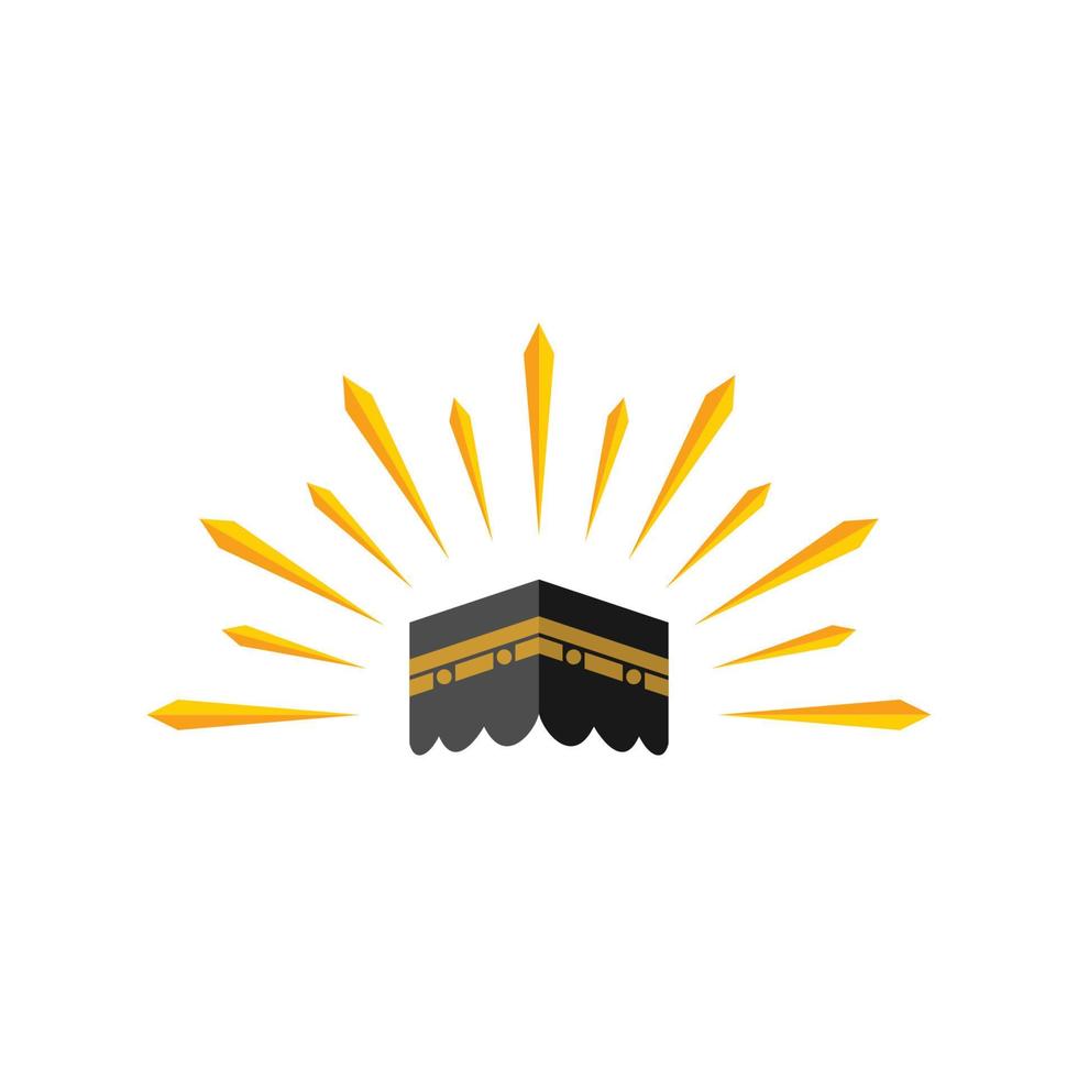 Rays from kaaba. Kaaba in mecca. Kaaba icon. Mecca sign. Kaaba icon for hajj mubarak. Kaaba vector illustration.