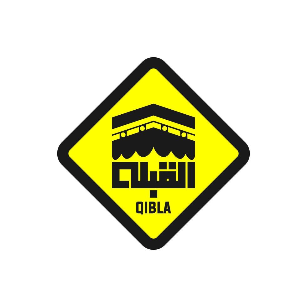 Qibla sign. Qibla icon. Muslim prayer direction. Kaaba direction. Mecca direction on Saudi Arabia vector