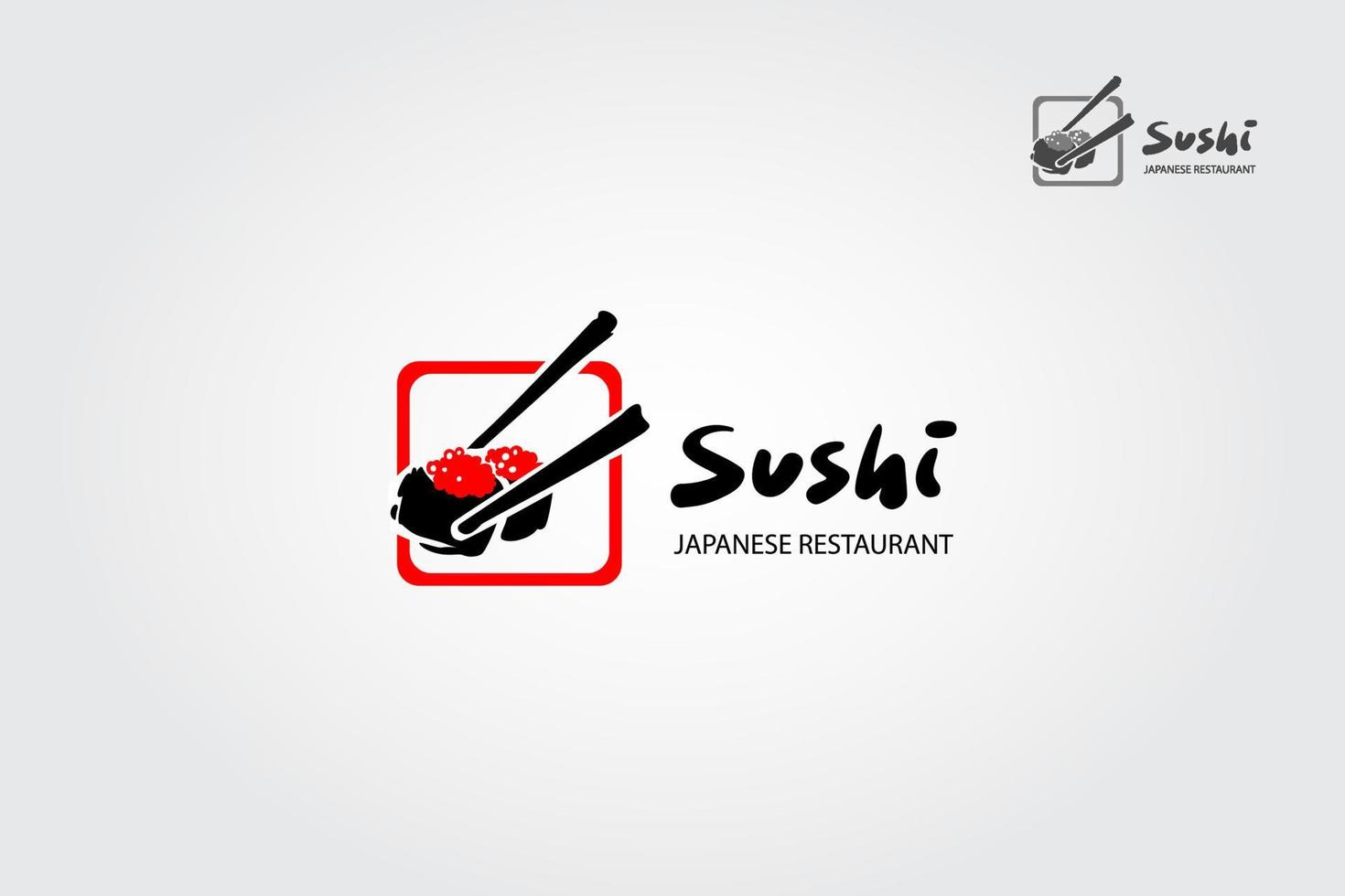 Plantillas de logotipo de restaurante japonés de sushi, adecuadas para cualquier negocio relacionado con restaurantes de comida rápida, comida coreana, comida japonesa o cualquier otro negocio sobre un fondo blanco. vector