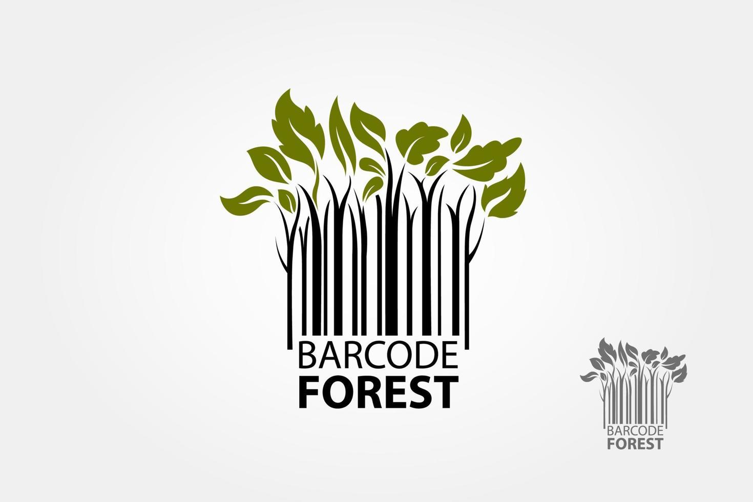 plantilla de logotipo de vector de bosque de código de barras. símbolo del logotipo del bosque estilizado como código de barras. El logotipo vectorial del buscador de código de barras está diseñado para cualquier tipo de empresa. está hecho con formas simples y se ve profesional.