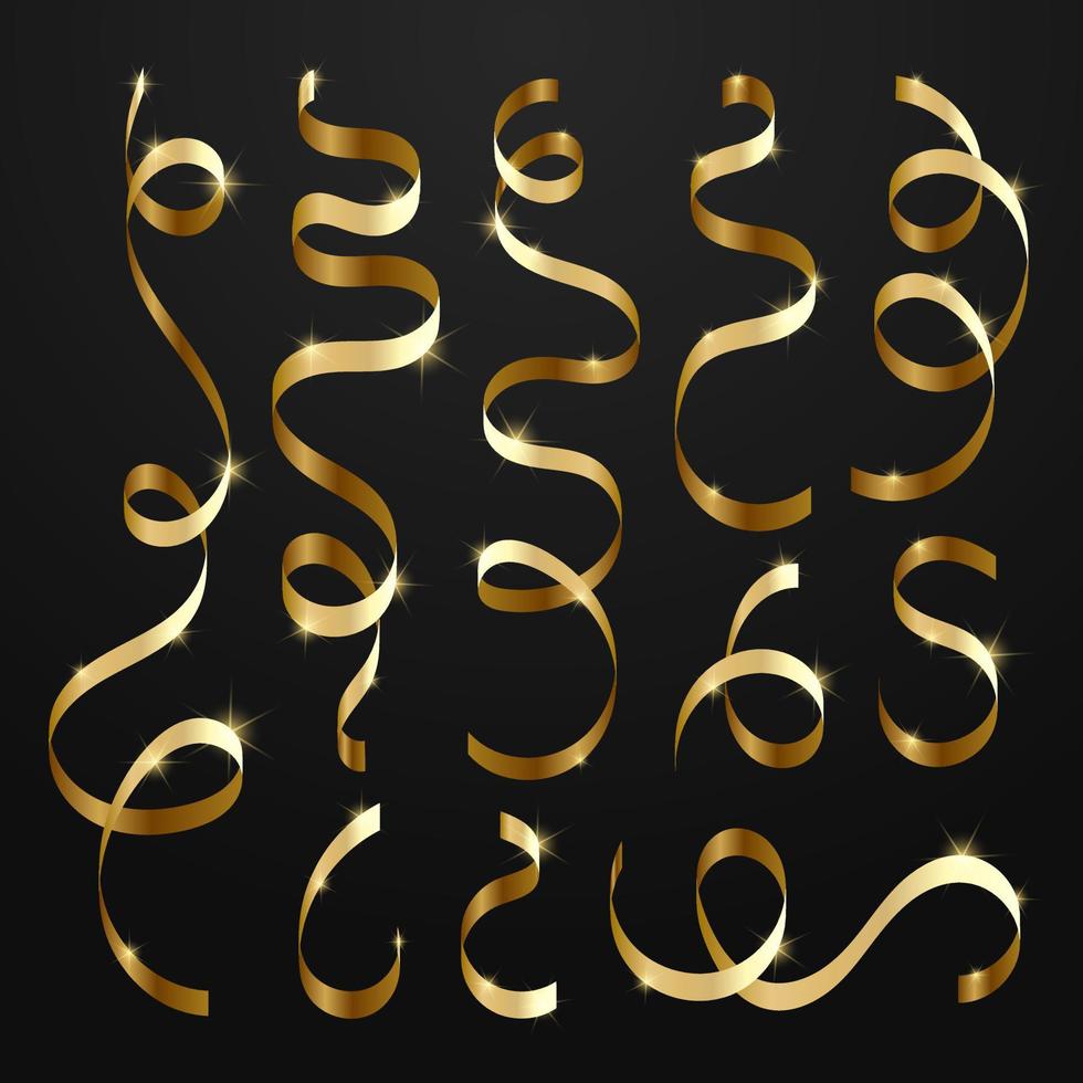 Gold serpentine. Serpentine glitters and shines. Vector illustration. Part 1.