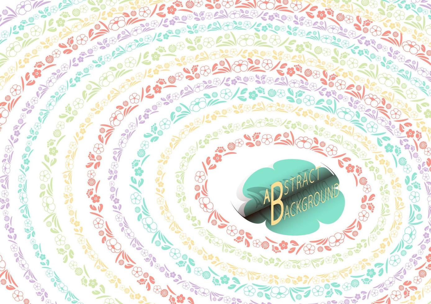Abstract Background, Curled paper, Geometric shapes, circle line floral, pastel, Vector Illustration.