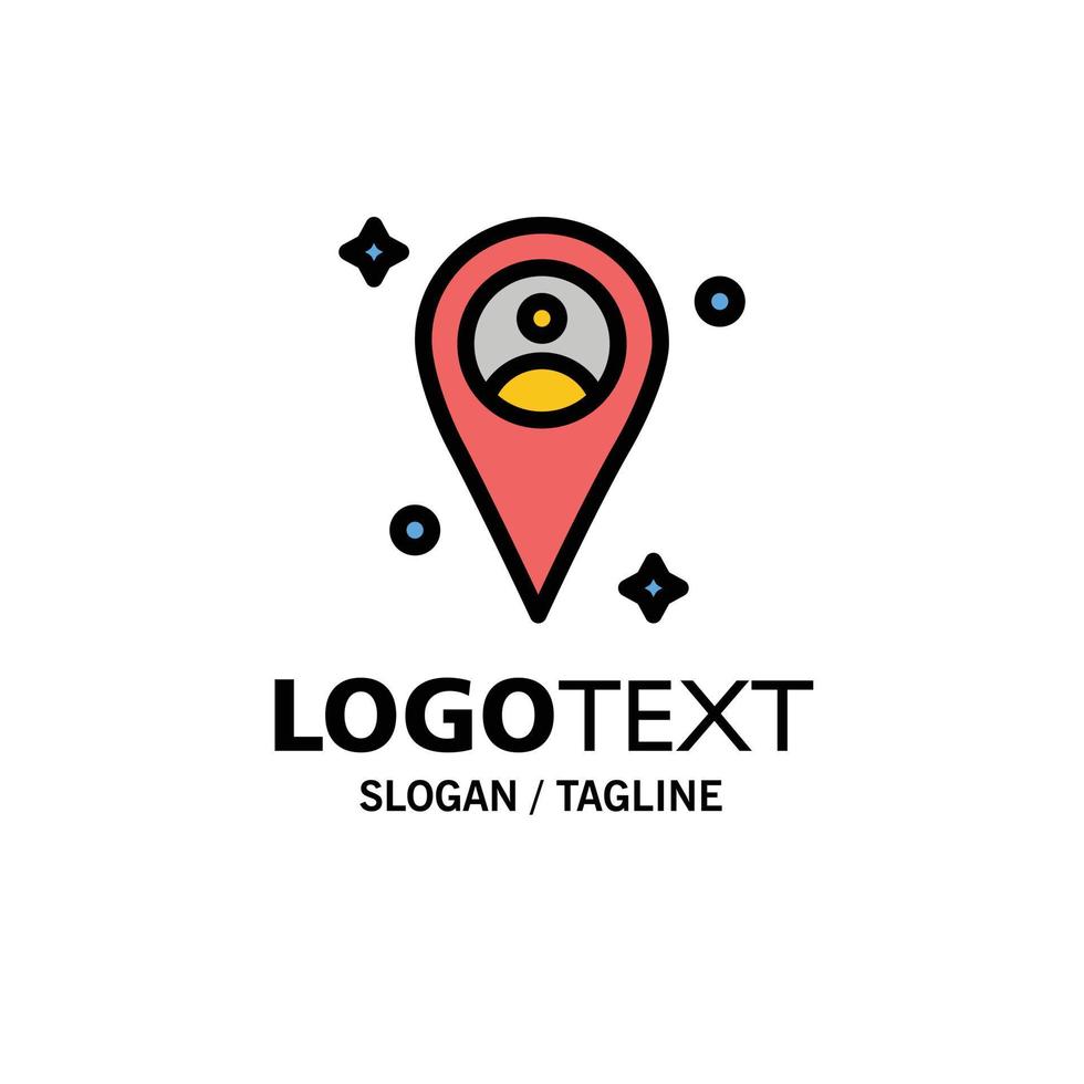 Location Map Man Business Logo Template Flat Color vector