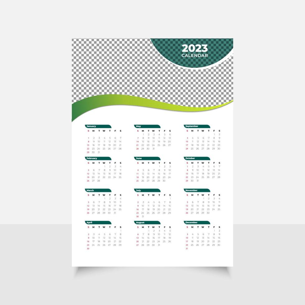 plantilla de diseño de calendario simple 2023 vector