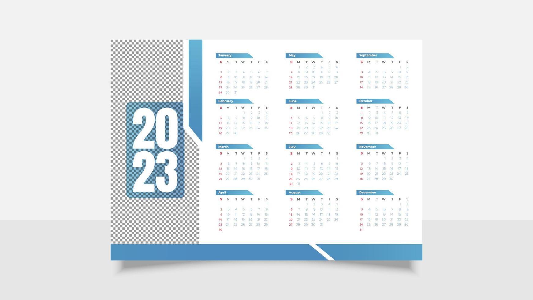 minimal 2023 calendar design template vector