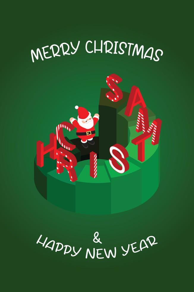 promoción de plantilla de banner de navidad isométrica para publicidad con santa vector