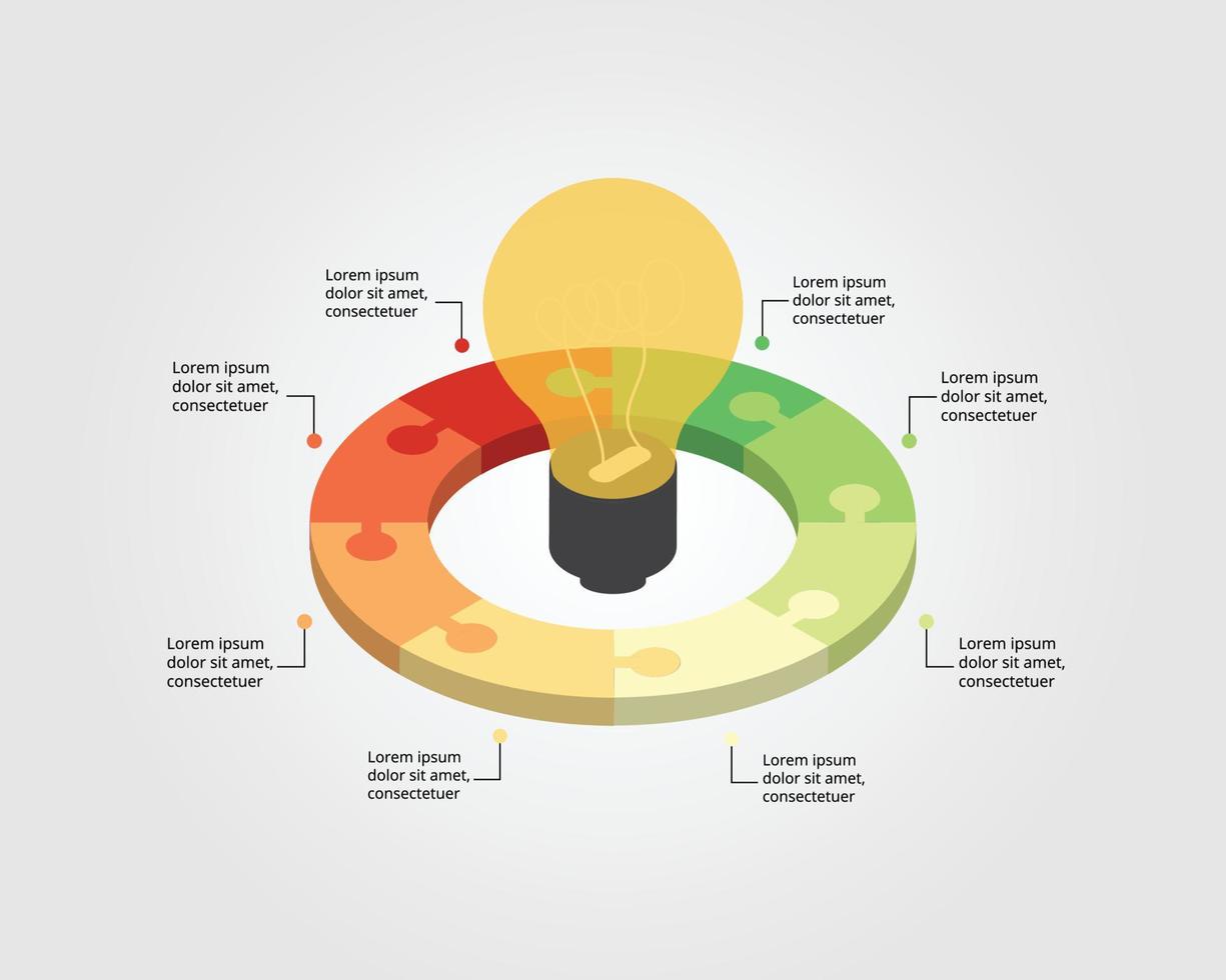 light burb idea template for infographic for presentation for 8 element vector