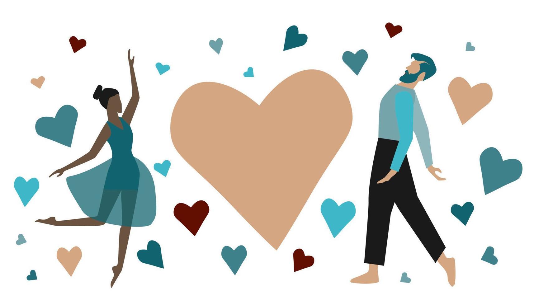 Woman man  Dancing Vector Flat Icon