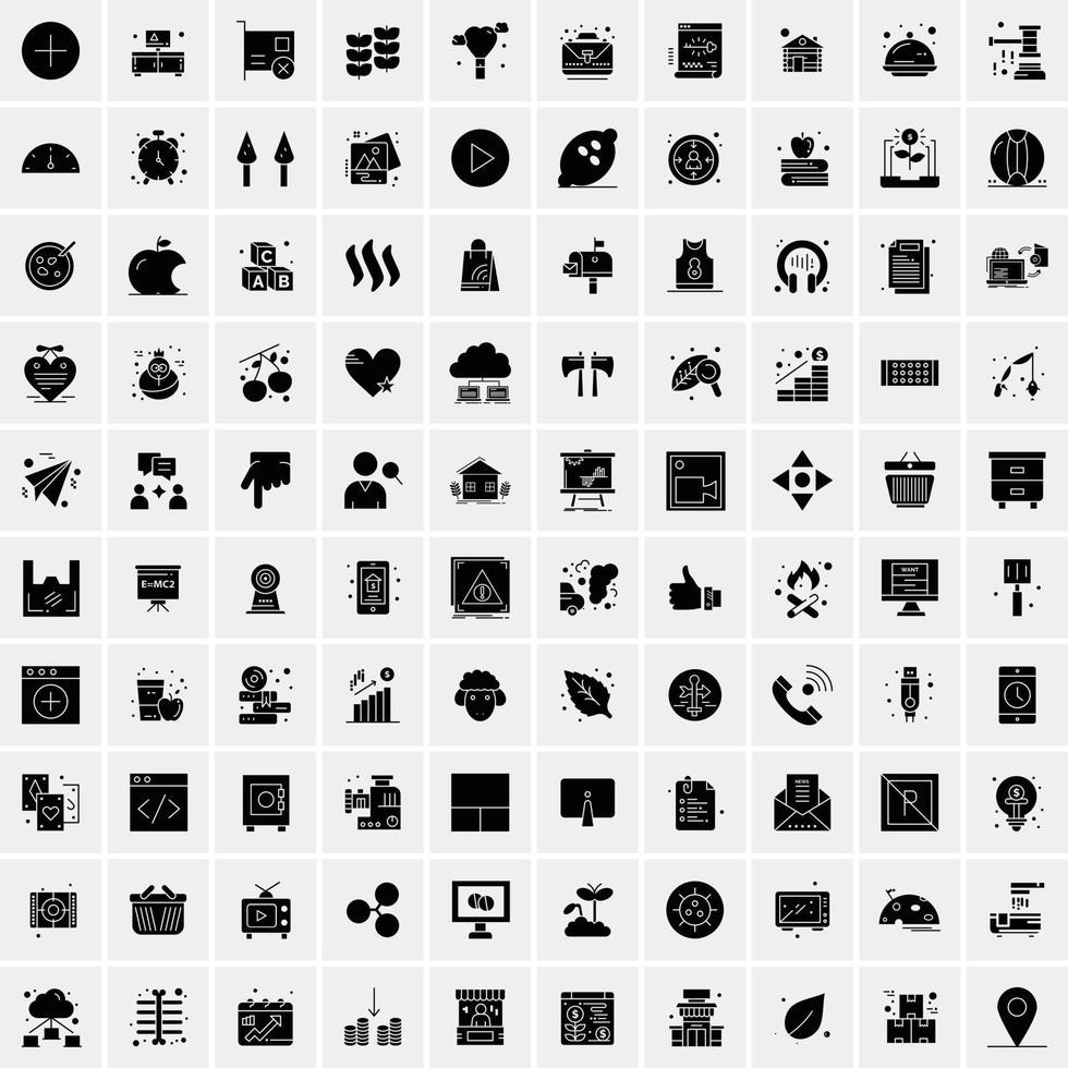 Set of 100 Universal Solid Icons vector