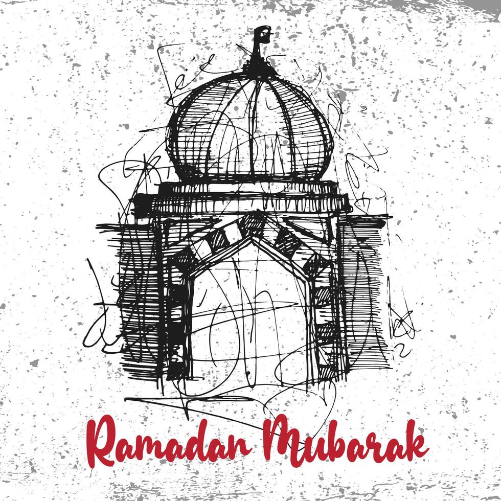 Ramadan Mubarak Chaotic Lines Doodles vector