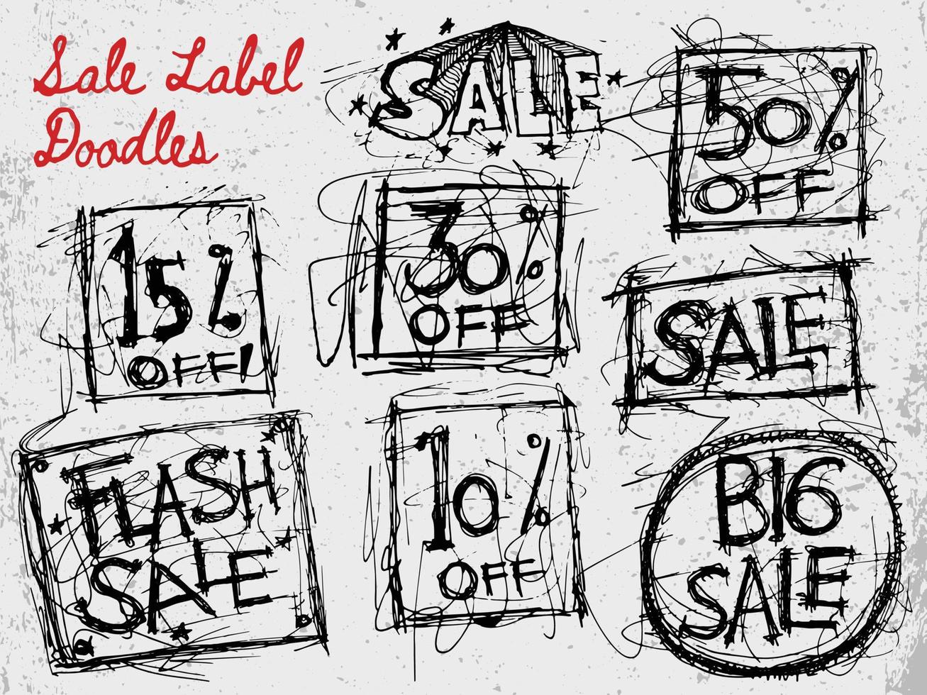 Sale Label chaotic lines doodles vector