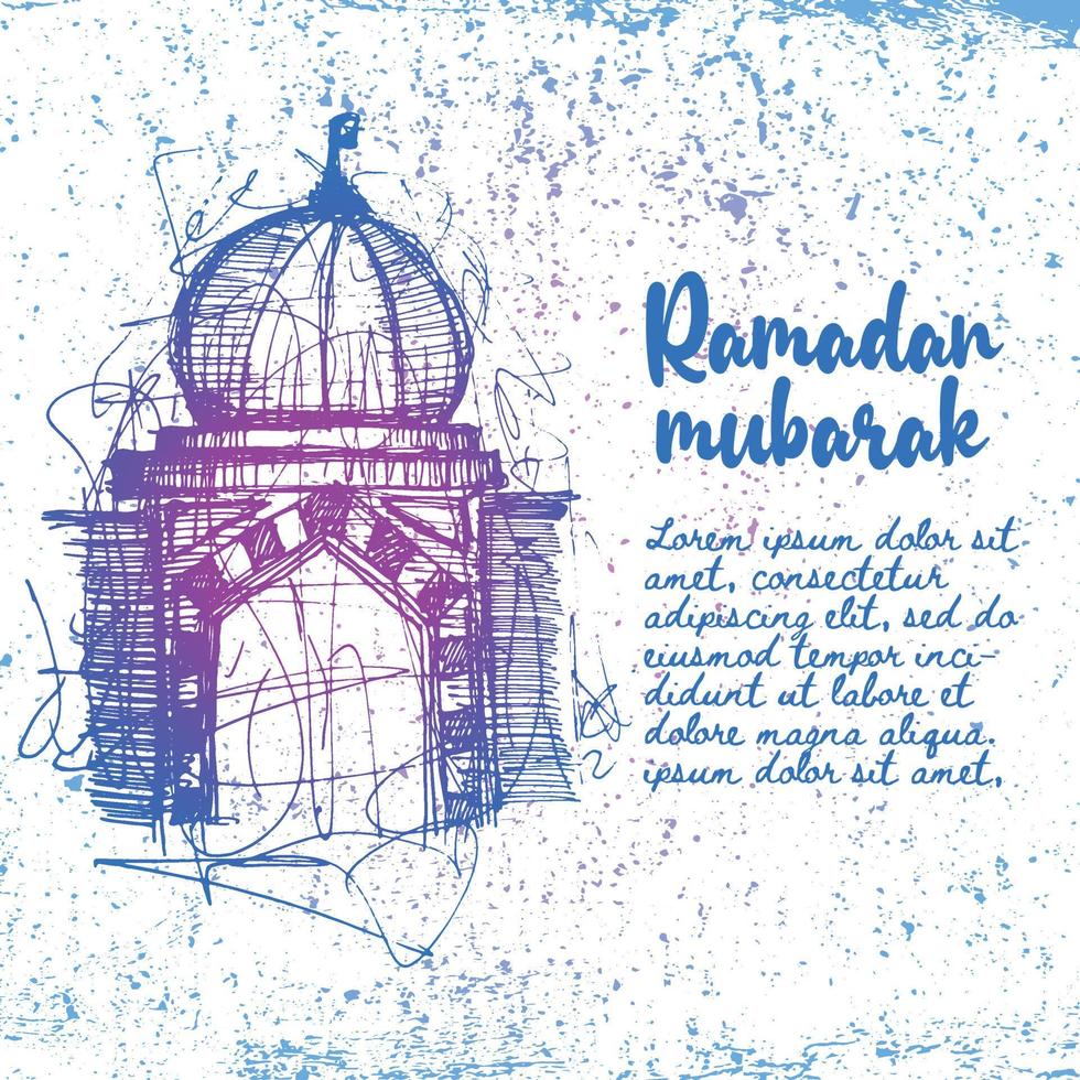 Ramadan Mubarak Chaotic Lines Doodles vector