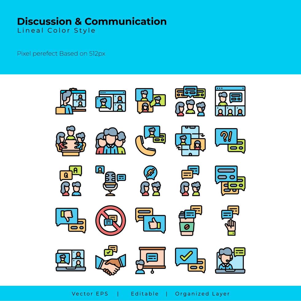 conjunto de iconos de discusión y comunicación vector