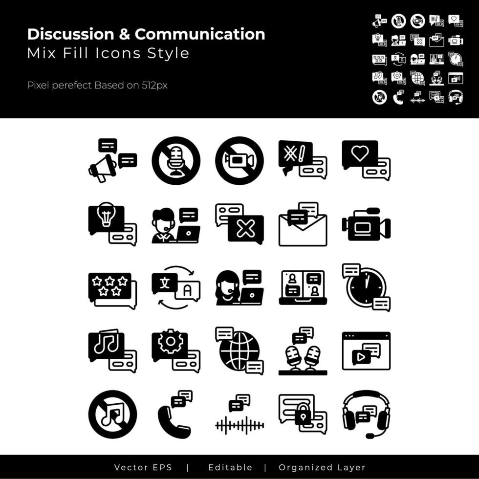discussion and communication icon set vector