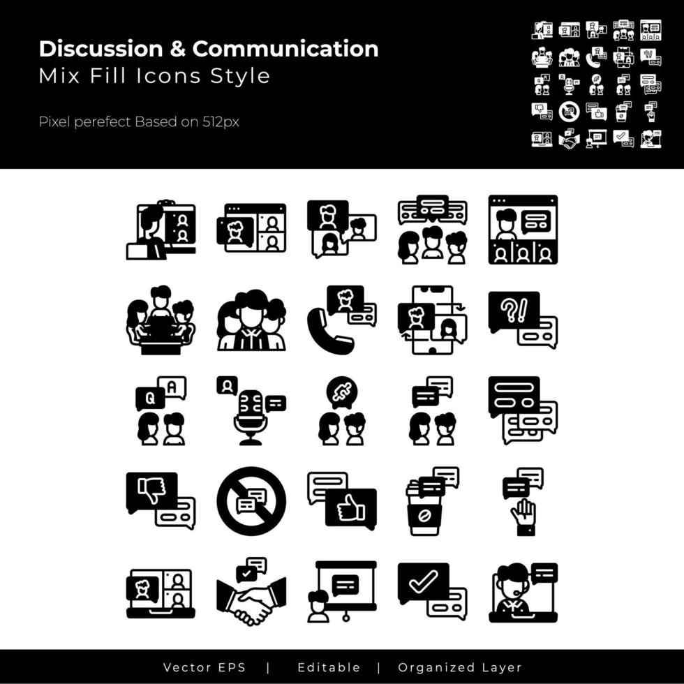 discussion and communication icon set vector