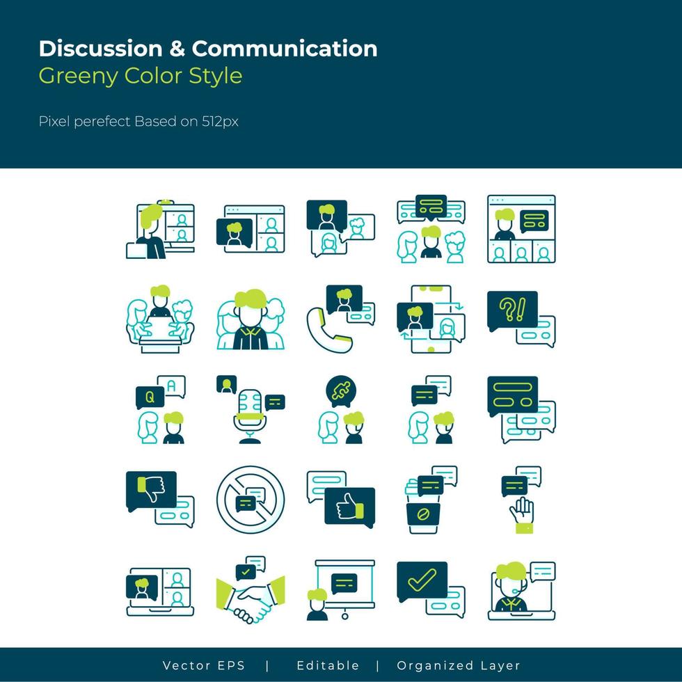 discussion and communication icon set vector