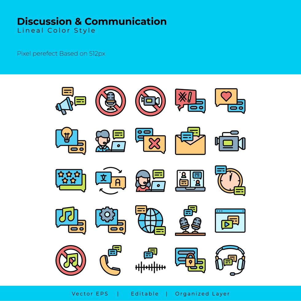 discussion and communication icon set vector