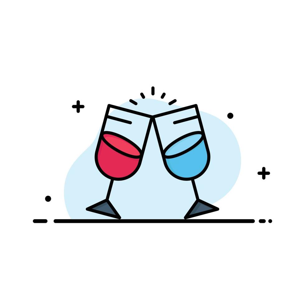 Drink Alcohol Juice Romantic Couple  Business Flat Line Filled Icon Vector Banner Template