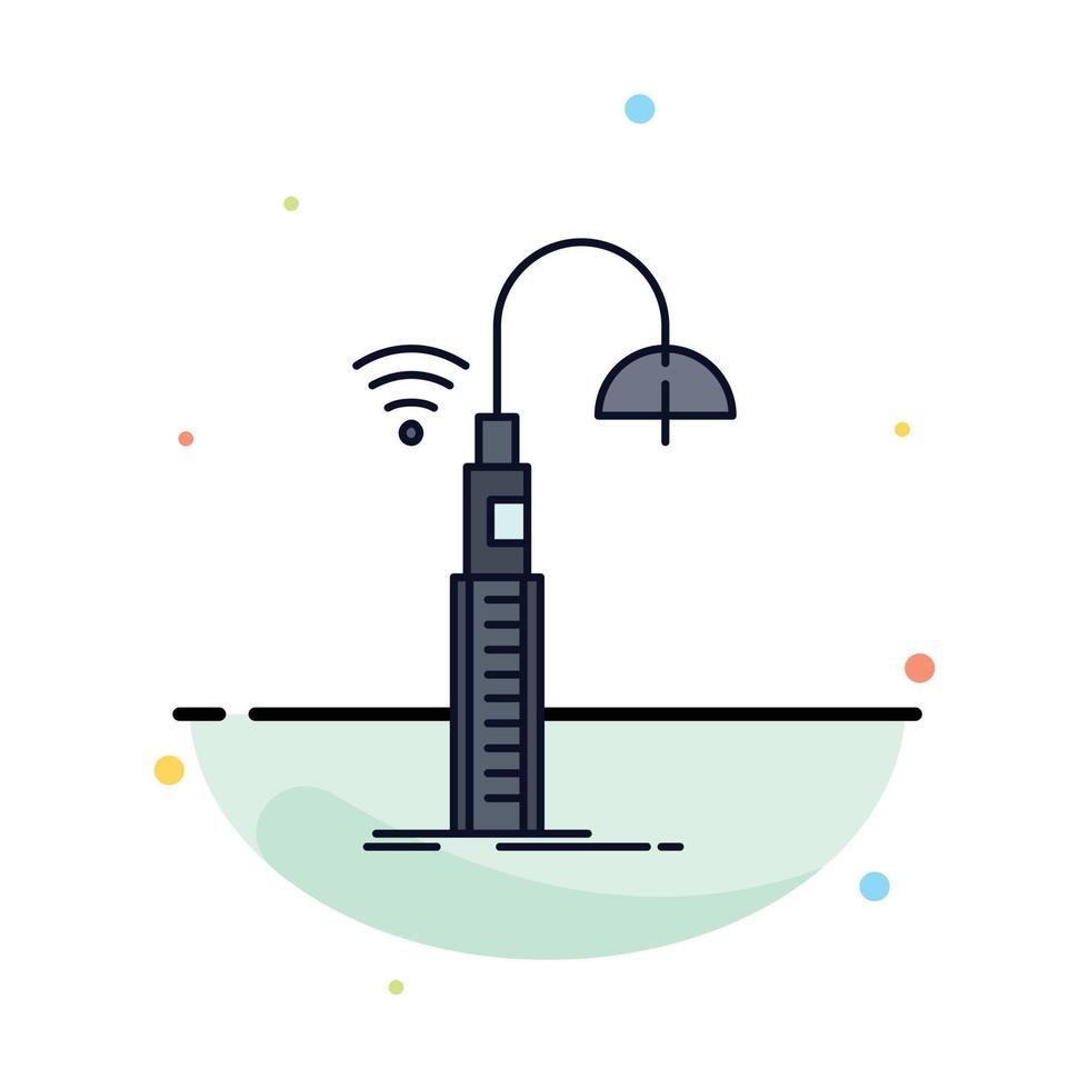 lights street wifi smart technology Flat Color Icon Vector