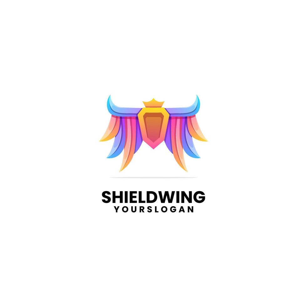 Vector logo illustration shield wing  gradient colorful style