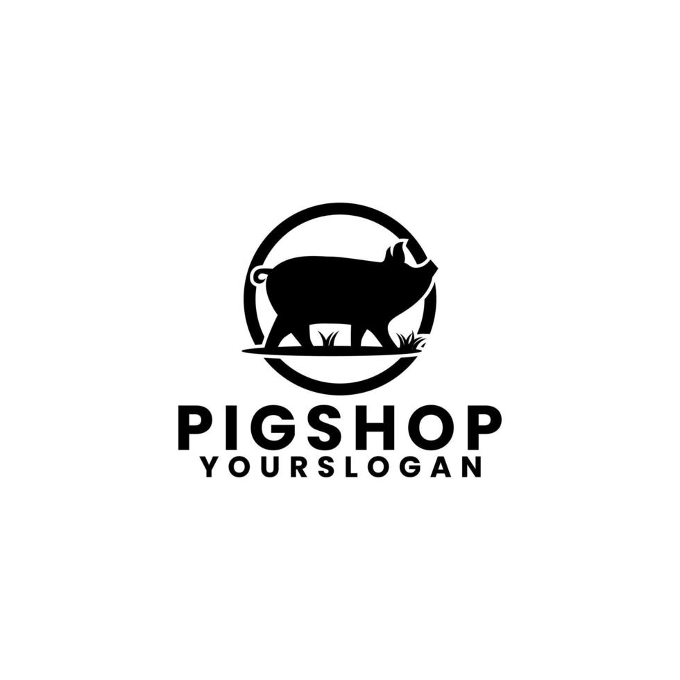 pig logo design template vector