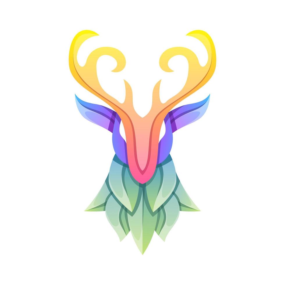 Vector logo illustration deer gradient colorful style