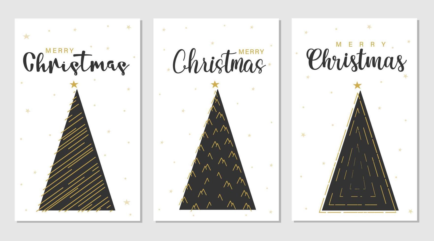 Merry Christmas and Happy New Year greeting cards. vector