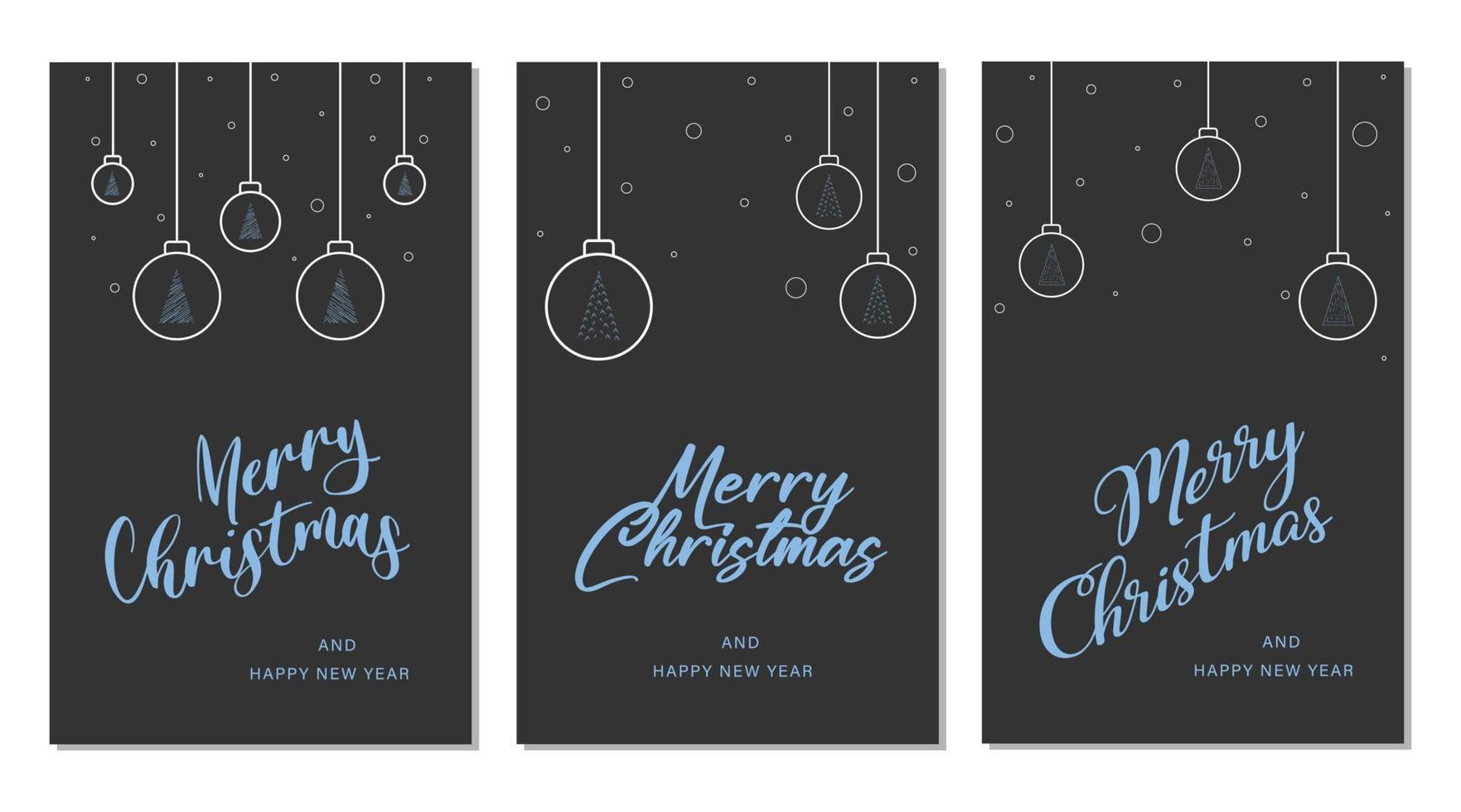 Merry Christmas and Happy New Year greeting cards. vector