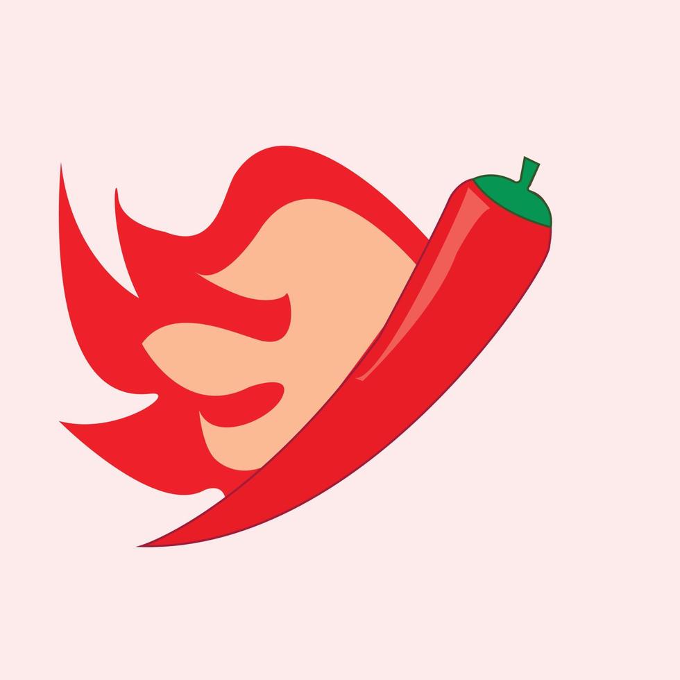 Chile With Fire Logo Design Vector. Hot chili icon vector illustration design fire symbol and red chili isolated on a pink background. Vector illustration for spicy food restaurant or design on food
