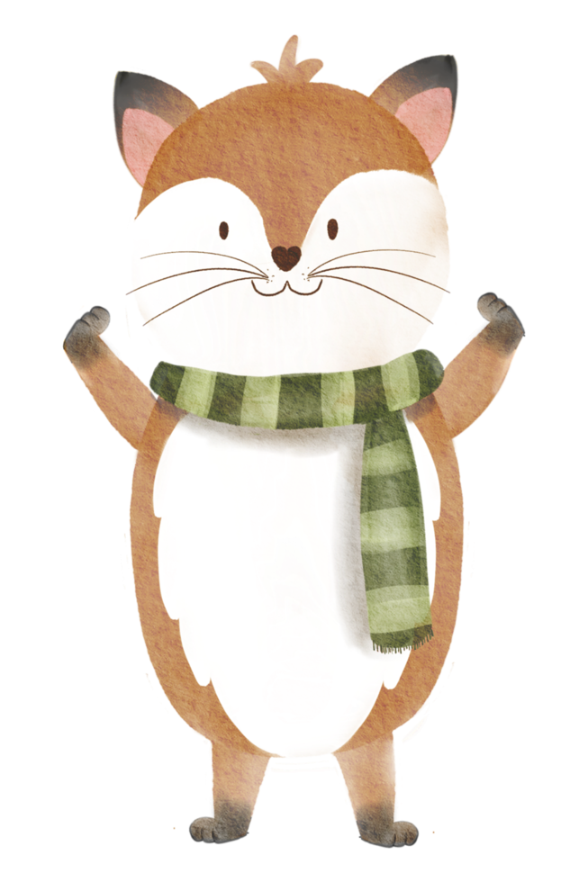 Cute animal character watercolor png