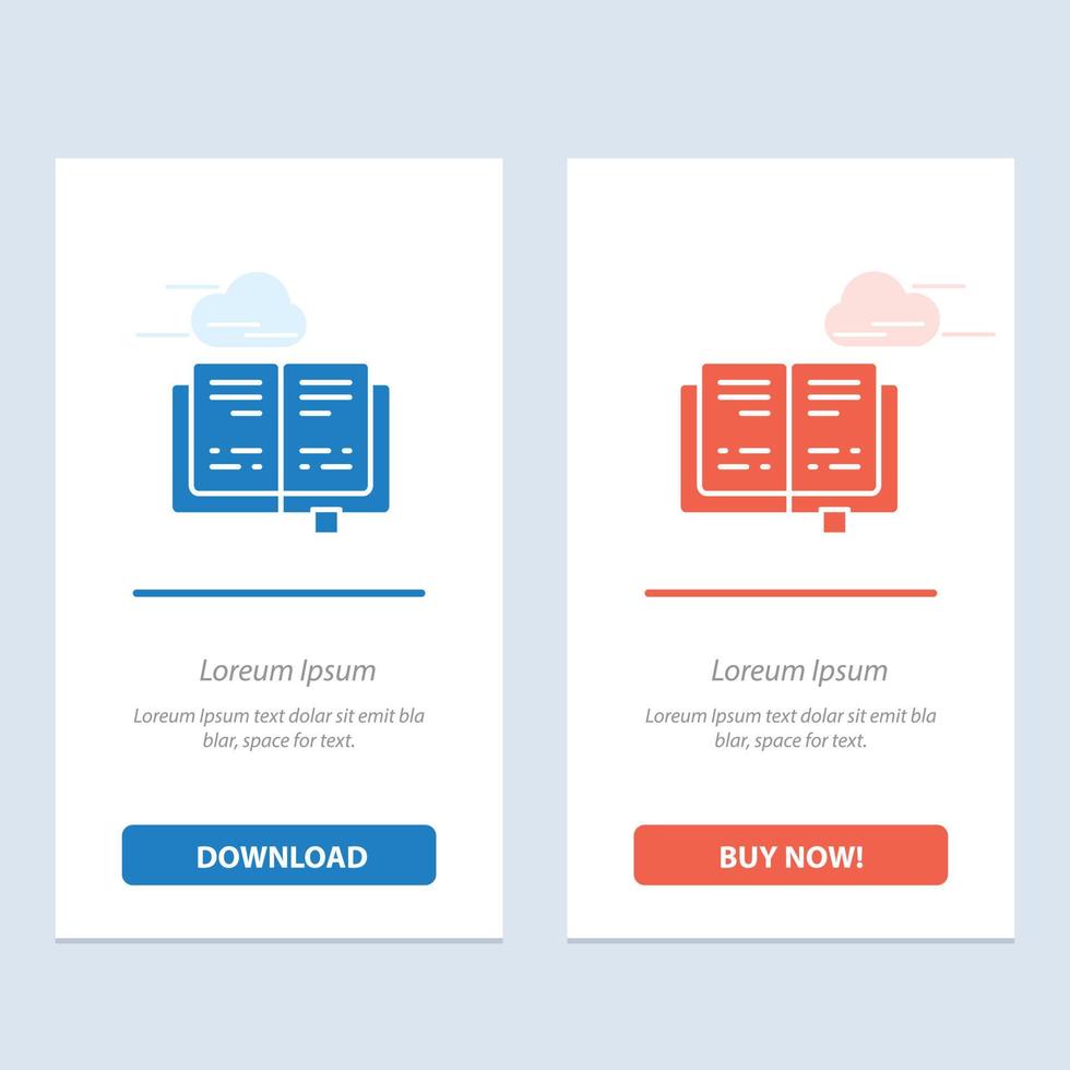 Book Education Knowledge  Blue and Red Download and Buy Now web Widget Card Template vector