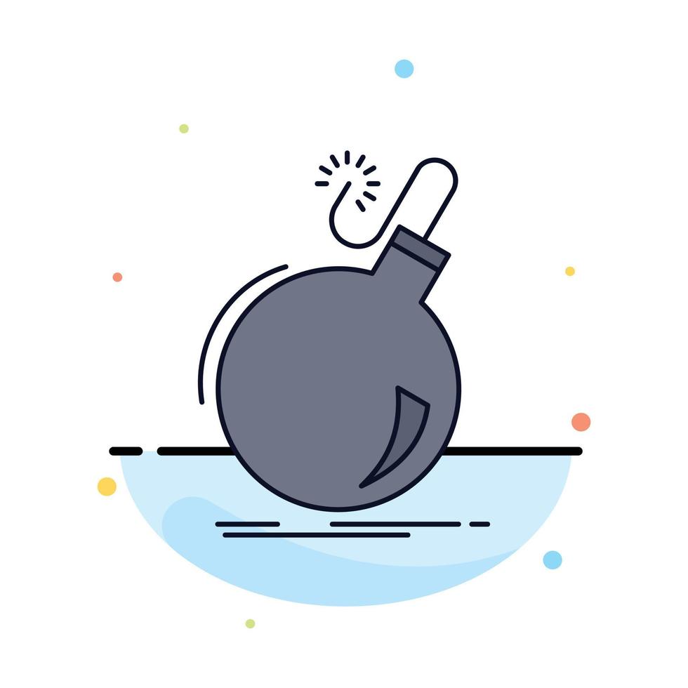 Bomb boom danger ddos explosion Flat Color Icon Vector