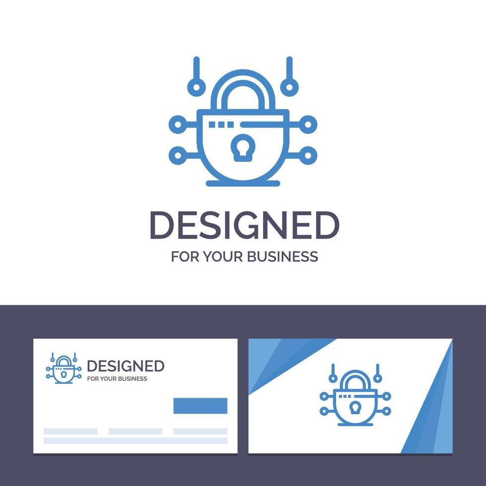 tarjeta de visita creativa y plantilla de logotipo red de internet seguridad de red ilustración vectorial vector