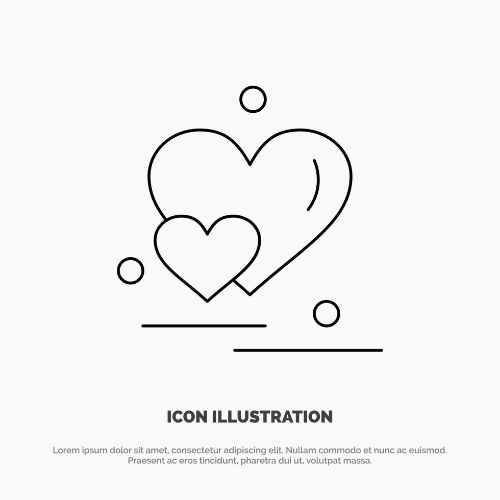 Heart Love Couple Valentine Greetings Line Icon Vector