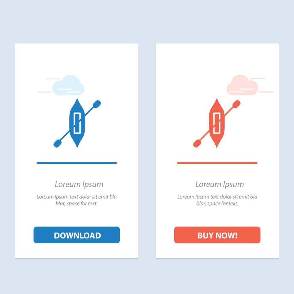 Boat Canoe Kayak Ship  Blue and Red Download and Buy Now web Widget Card Template vector