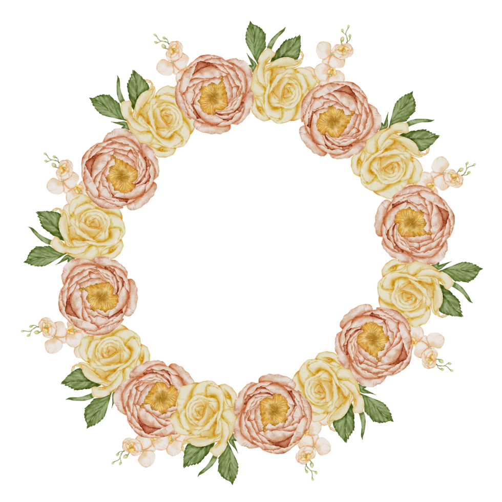 aquarela laranja floral botânico png