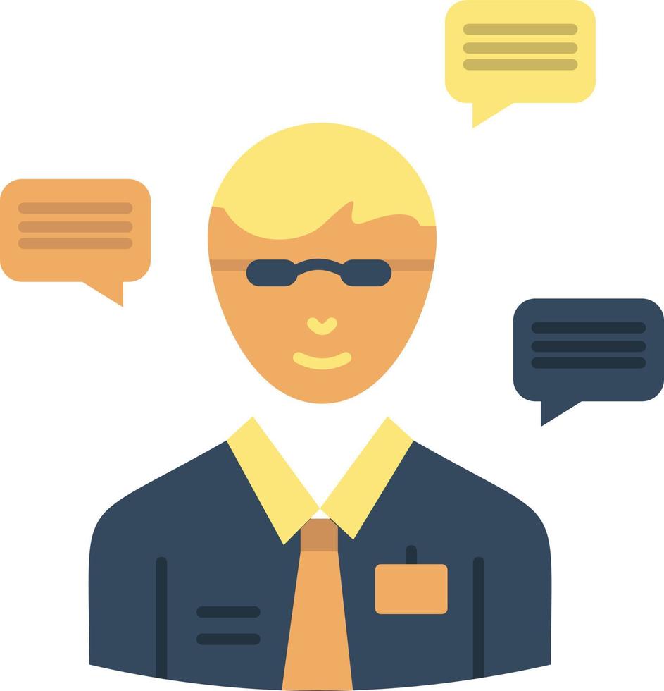 Man Manager Sms Chat Popup  Flat Color Icon Vector icon banner Template