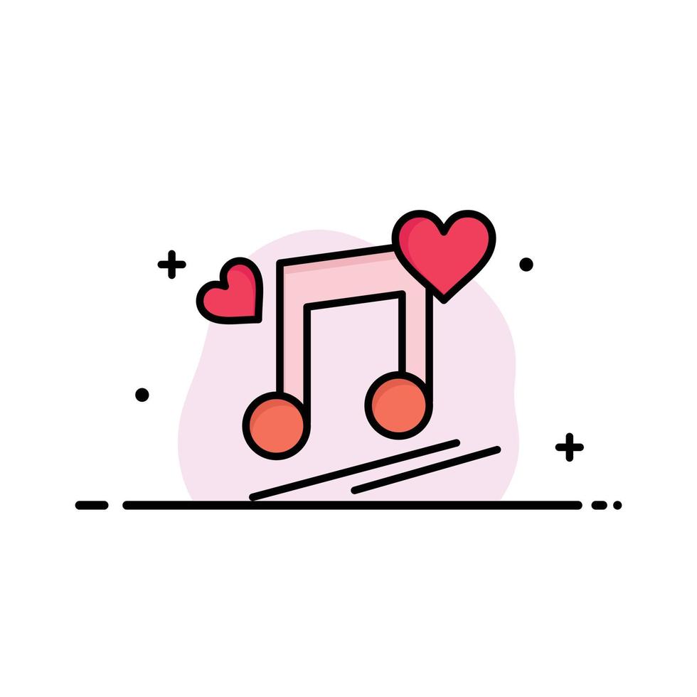 nodo de música letras de nodo amor canción negocio línea plana icono lleno vector plantilla de banner